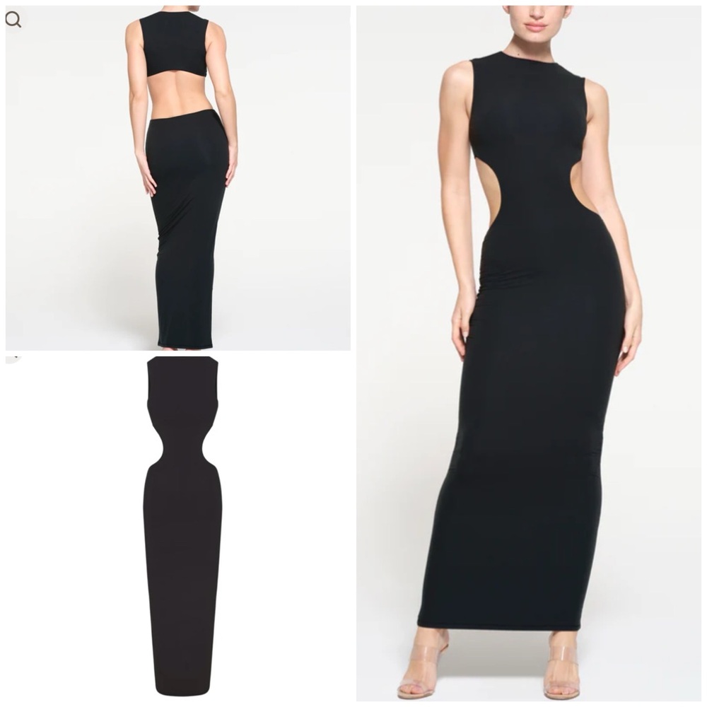 Skims CUT OUT OPEN BACK LONG DRESS in onyx